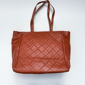 Persaman Quilted Orange Brown Leather Tote